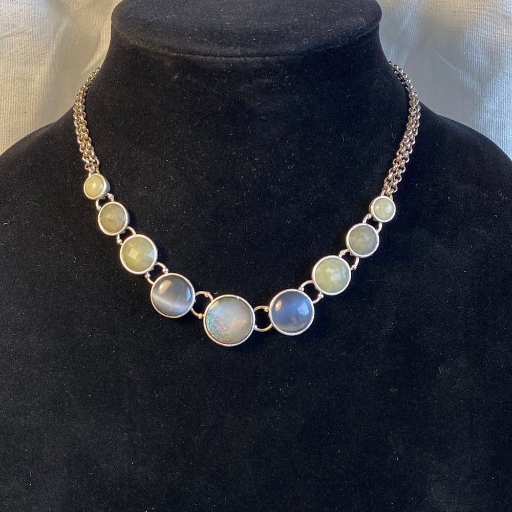 Vintage Liz Claiborne Resin Coin Link Necklace